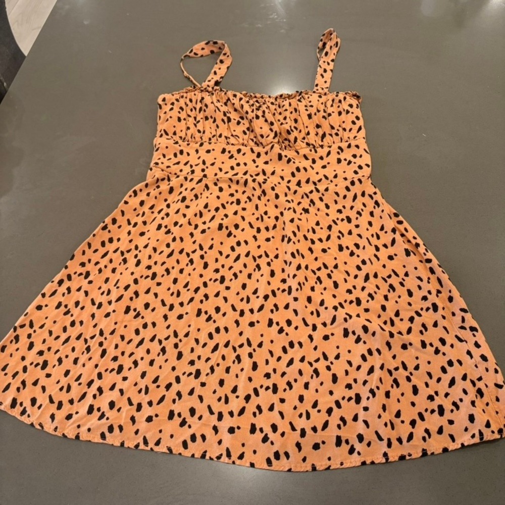 Trixxi Clothing Company Orange Black Animal‎ Print Mini Dress Smocked Back Large